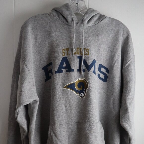 Vtg St Louis Rams Gray Hoodie Sweatshirt Top NFL Mens Large - Picture 1 of 5